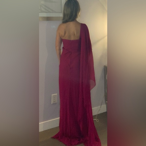 Marchesa Notte Silk One-Shoulder Grecian Gown - Picture 14 of 14